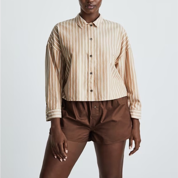 Everlane The Woven P.J. Top in Burn Stripe - Picture 2 of 6